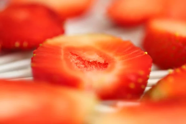 Morangos Fatiados Secador Frutas Rack Seco — Fotografia de Stock