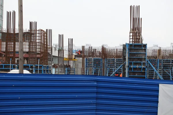 Belarús Minsk Mayo 2015 Edificio Sitio Construcción Muro Hormigón Encofrado — Foto de Stock