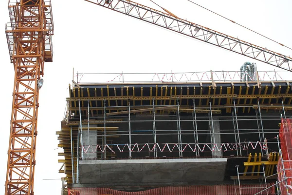 Vitryssland Minsk Maj 2015 Byggarbetsplats Betongvägg Och Formsättning — Stockfoto