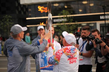 Beyaz Rusya, Minsk, 17 Haziran 2019. Minsk ikinci Avrupa oyunları Logo amblem sembolizm.