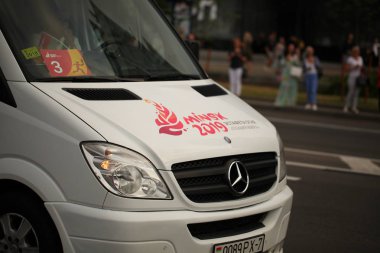 Beyaz Rusya, Minsk, 17 Haziran 2019. Minsk ikinci Avrupa oyunları Logo amblem sembolizm.