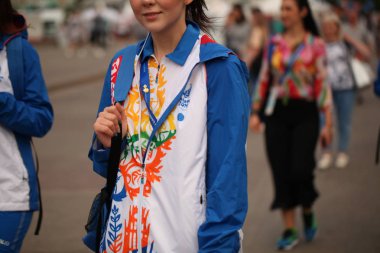 Beyaz Rusya, Minsk, 17 Haziran 2019. Minsk ikinci Avrupa oyunları Logo amblem sembolizm.