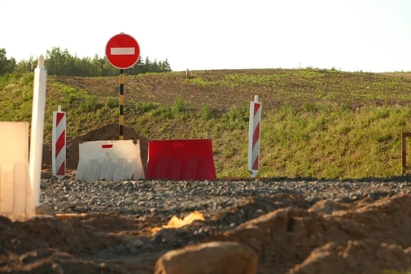 Construction of the road of modern concrete high-speed highway. — Stock Photo, Image