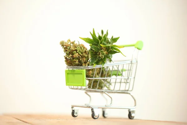 Supermarket Trolley Marijuana Medical Cannabis Cbd — Stock Photo, Image