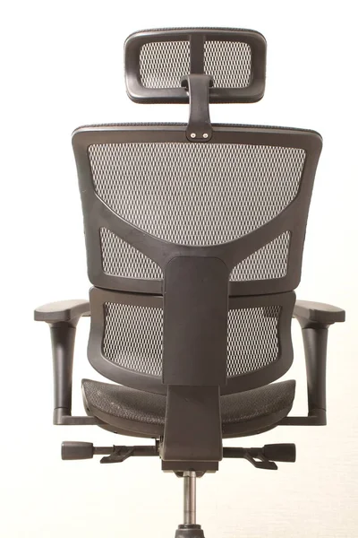Czarne Biuro Ergonomiczne Krzesło Powłoką Siatkową — Zdjęcie stockowe