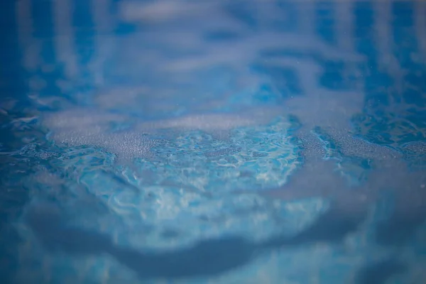 Bubbles Jet Water Blue Pool Filter Works — Stock Photo, Image