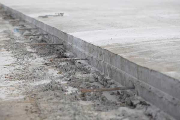 Expansion Joint Construction Cement Road Washed Concrete Technology — Stock Photo, Image