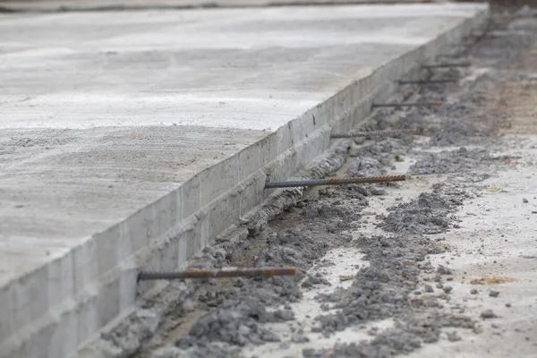 Cementút Közös Építésének Kiterjesztése Mosott Beton Technológia — Stock Fotó