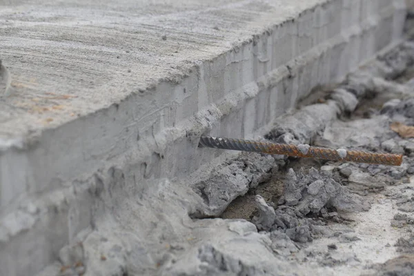 Utbyggnad Cementväg Tvättad Betongteknik — Stockfoto