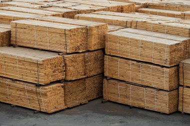 Wooden planks in stock. Lumber billet clipart
