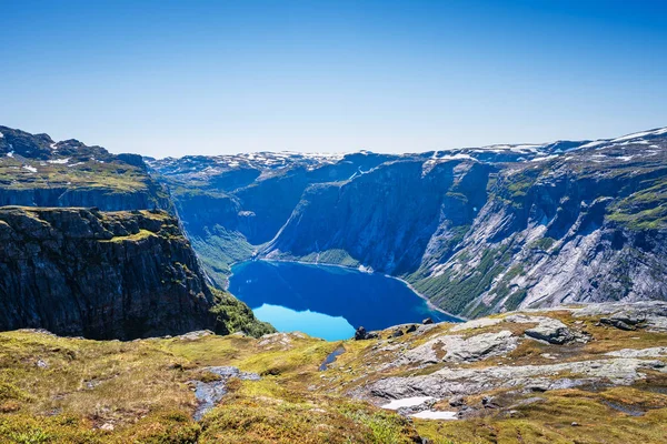 Ringedalsvatnet Lago Azul Município Odda Condado Hordaland Noruega Atração Turística — Fotografia de Stock