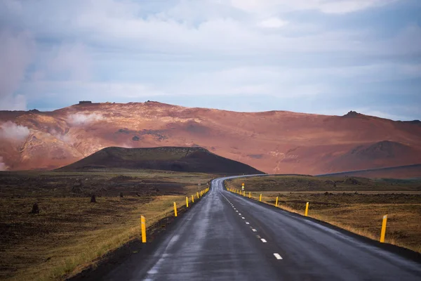 Carretera Valle Geotérmico Hverir Islandia Paisaje Increíble — Foto de Stock