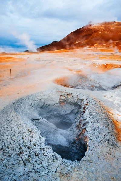 Namafjall Geothermal Area Field Hverir Landscape Which Pools Boiling Mud — Stock Photo, Image