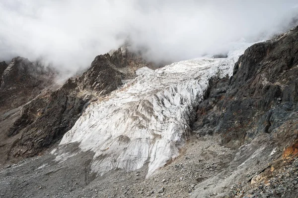 Glaciären Toppen Ushba Huvudsakliga Kaukasiska Ridge Övre Svanetien Georgien — Stockfoto