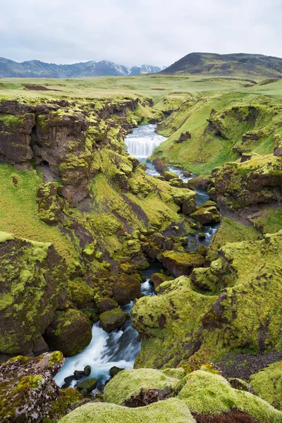Río Skoga Sobre Cascada Skogafoss Islandia Europa — Foto de Stock