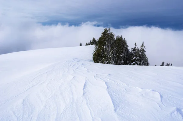 Paisaje Invernal Con Ventisqueros Mañana Las Montañas — Foto de Stock