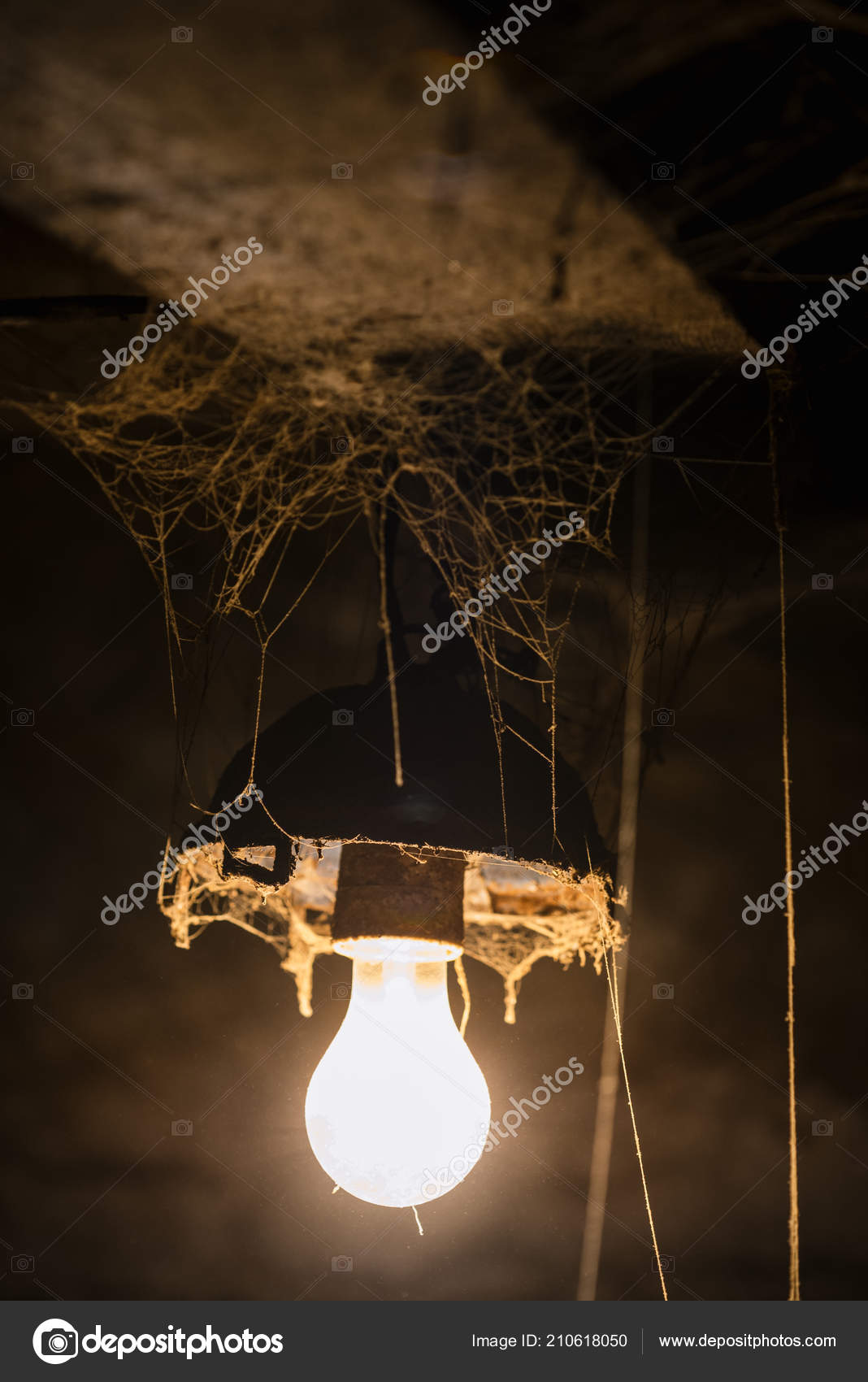 Light Old Lamp Barn Cobweb Creepy Room Background Halloween Party