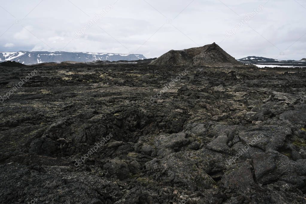 Geothermal area Leirhnjukur. Krafla volcano, Iceland. Fantastic landscape. Natural attraction