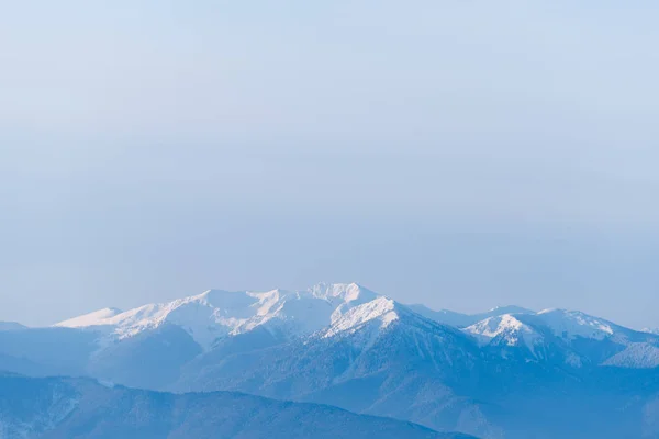 Vue Des Sommets Montagneux Dans Neige Paysage Hiver Avec Espace — Photo