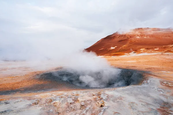 Namafjall Geothermal Area Field Hverir Landscape Which Pools Boiling Mud — Stock Photo, Image