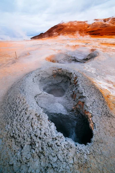 Namafjall Geothermal Area Field Hverir Landscape Which Pools Boiling Mud — Stock Photo, Image