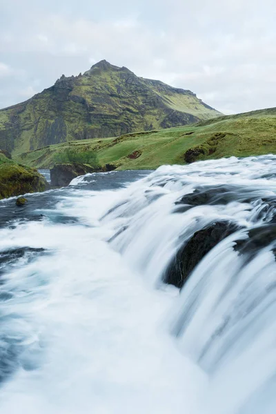 Hermosas Cascadas Río Skoga Islandia Garganta Sobre Cascada Skogafoss Increíble — Foto de Stock