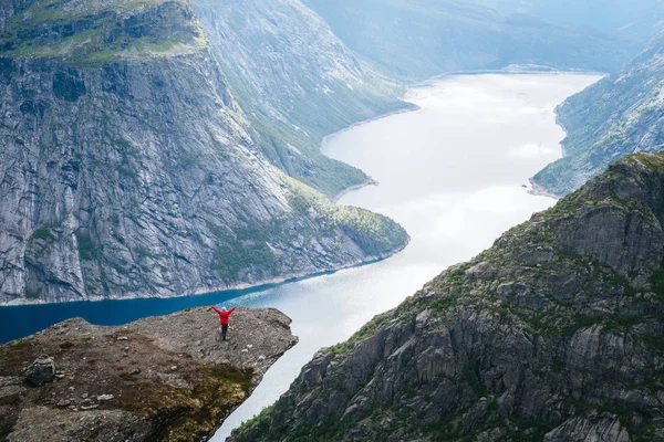 Trolltunga Des Sites Les Spectaculaires Norvège Ringedalsvatnet Lac Dans Municipalité — Photo