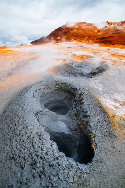 Namafjall Hverir Alanındaki Jeotermal Alan Çamur Kaplıcalar Kaynar Hangi Havuzları — Stok fotoğraf