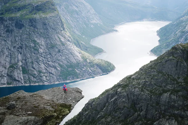 Trolltunga Wanderung Ringedalsvatnet See Der Gemeinde Odda Kreis Hordaland Norwegen — Stockfoto