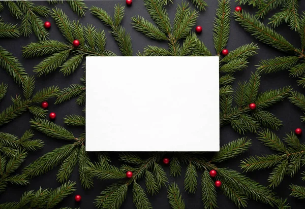 Weihnachtsgrenze Hintergrund Zum Neuen Jahr Mit Kopierplatz Für Text Flache — Stockfoto