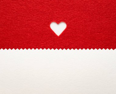 Kırmızı arka plan ile Sevgililer kalp. Metin kopyalama yeri olan beyaz kağıdın