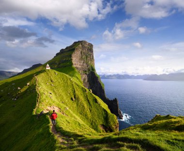 Kallur Lighthouse on Kalsoy island, Faroe islands clipart