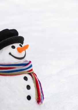 Hoş bir gülüşü olan tatlı bir kardan adam.