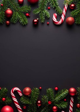 Siyah arkaplanda Noel çerçevesi sınırı