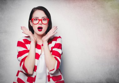 güzel genç sürpriz kadın portresi