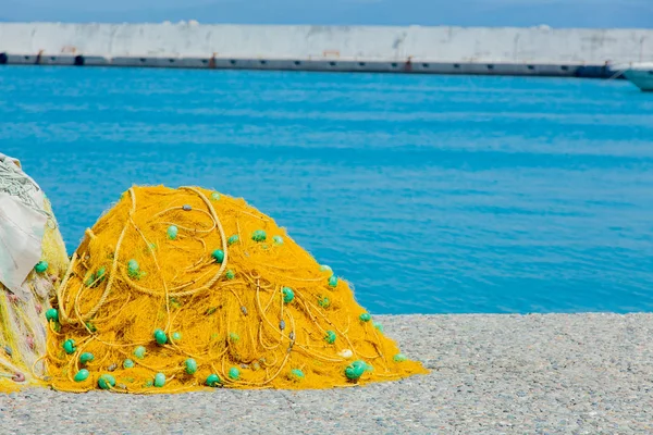 Fischernetz Hafen Von Agia Galini Beton Griechenland — Stockfoto