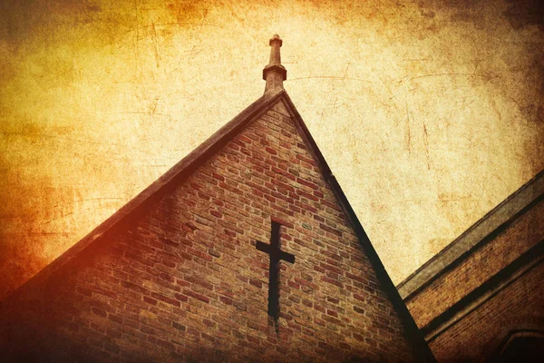 Vista na fachada da antiga igreja em Bruges — Fotografia de Stock