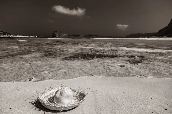 Tropischer Hut Strand Der Lagune Von Balos Griechenland Sommer Juli — Stockfoto