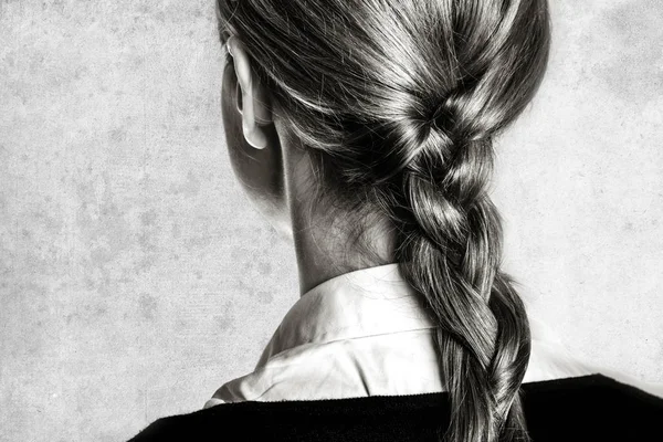Blick Zurück Auf Geschäftsfrauen Mit Schwanz Bild Schwarz Weiß Stil — Stockfoto