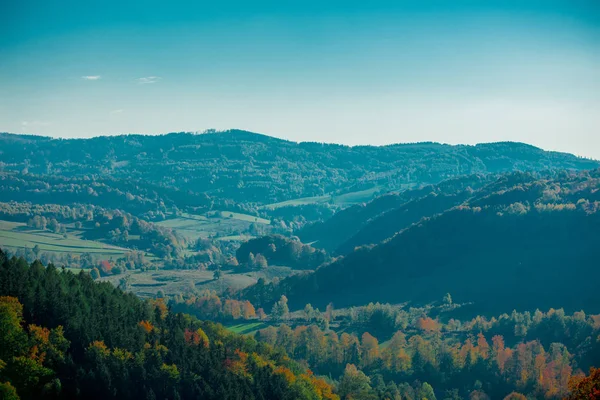 Vue Sur Les Montagnes Forêt Sud Pologne Beskids — Photo