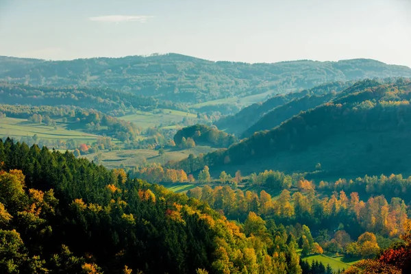 Vue Sur Les Montagnes Forêt Sud Pologne Beskids — Photo