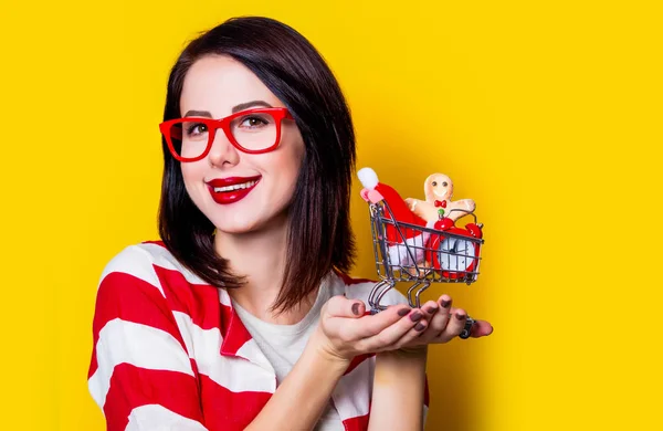 Woman with christmas gifts — Stock Photo, Image