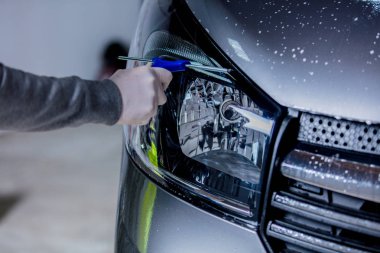 modern araba Far closeup manzaraya.