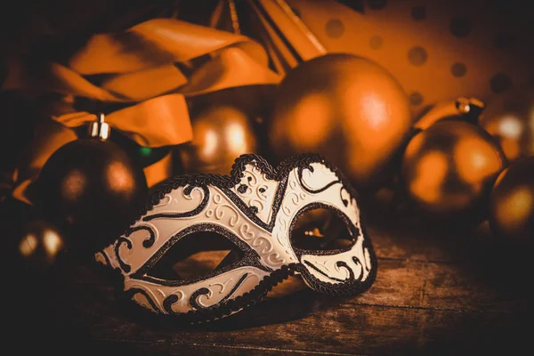 Mask for carnival near gifts. — Stock Photo, Image