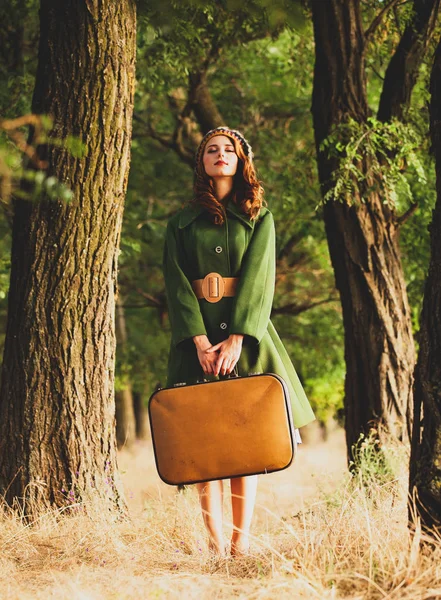 Kız şapka ve çanta countyside, ceket