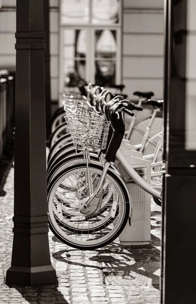 Фото велосипедов на стоянках — стоковое фото