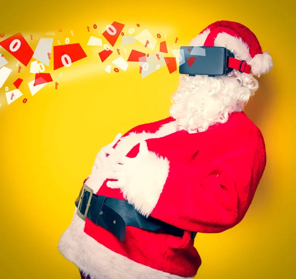 Zábavné Santa Claus mají radost s Vr brýle — Stock fotografie