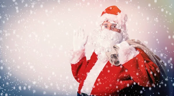 Zábavné Santa Clause s pytlem — Stock fotografie