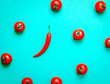 Biber ve domates görünümünün üst