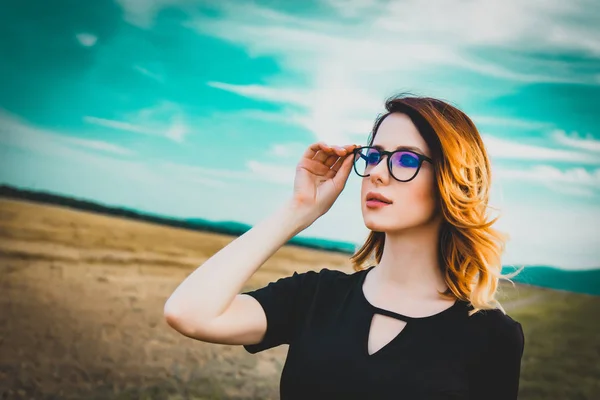 Nő, táj szemüvegek — Stock Fotó